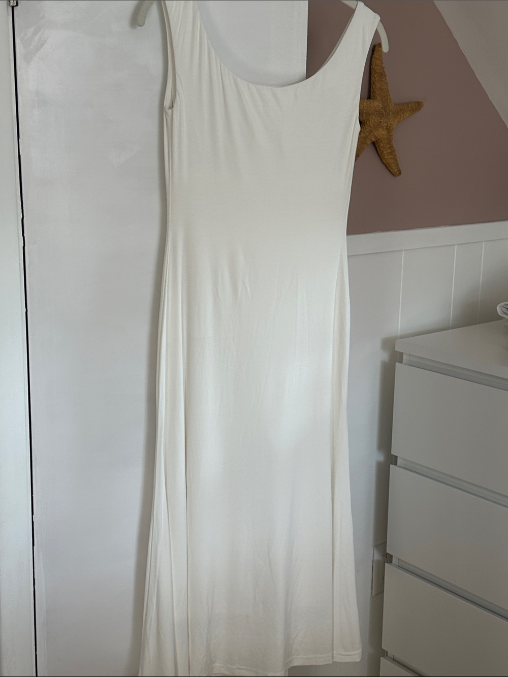 OGL White Sleeveless Midi Dress, bra top dress, ivory tank dress - Picture 12 of 15